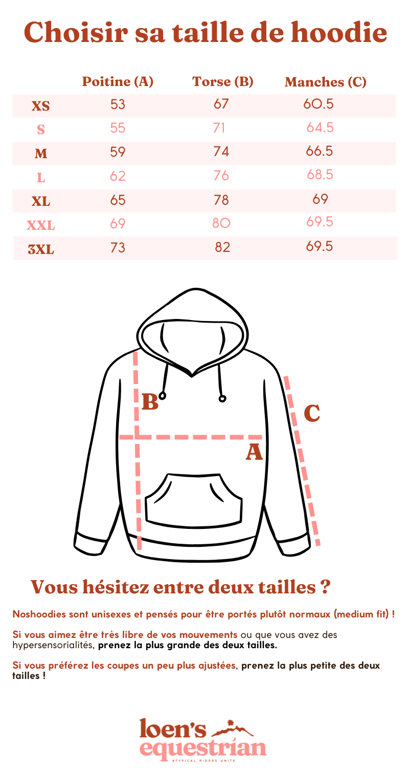 Guide des tailles Hoodie Not a Biche Loen's Equestrian