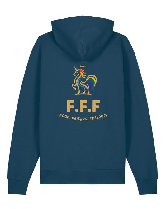 Un sweat pour monter à cheval qui met en avant le principe des 3F de bien être du cheval